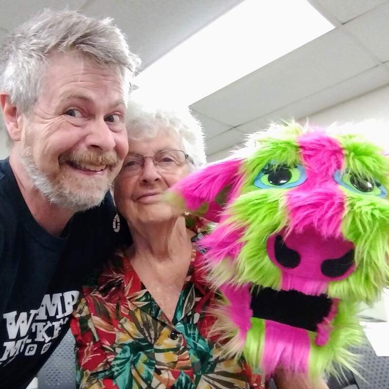 The Puppet Man with his Mum in Arlington, MA.
